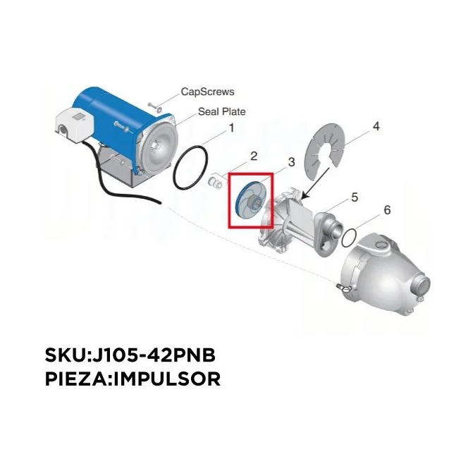 Impeller for PND, 3/4 HP thermoplastic