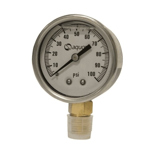 [PGL100 / PGL100AQ] Aquex glycerin-filled pressure gauge 0-100 psi, 1/4" M bottom connection