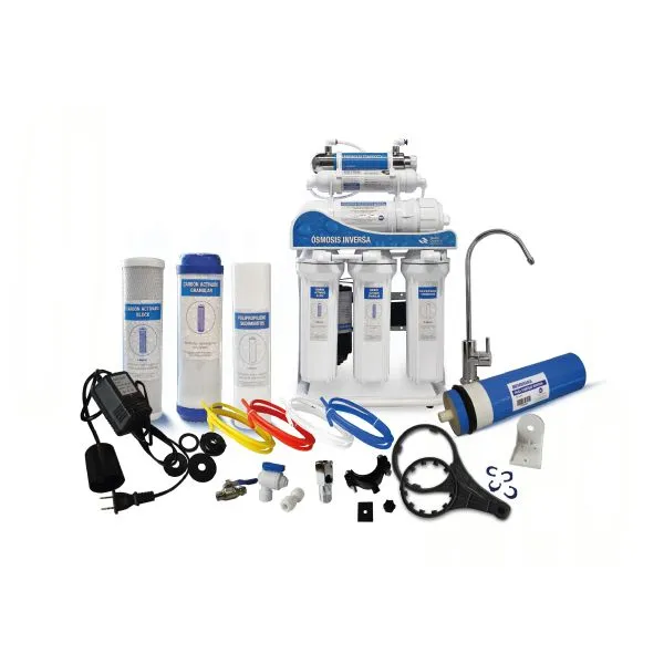 OSMOSIS INVERSA AQUEX 400GPD, 6 ETAPAS C/BOMBA Y UV.