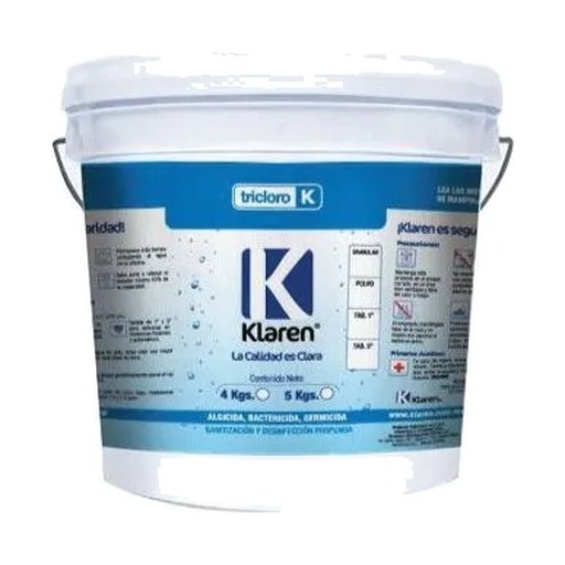 Tricloro tableta 3" Klaren envase de 4 kg