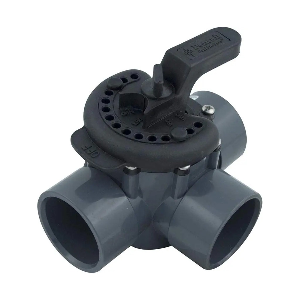 Válvula Pentair tres vías 2" x 2 1/2" exterior PVC, gris